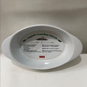 Campbell's 2009 White Green Bean Recipe Casserole Dish Bake Serve 9 3/4 In X 7
